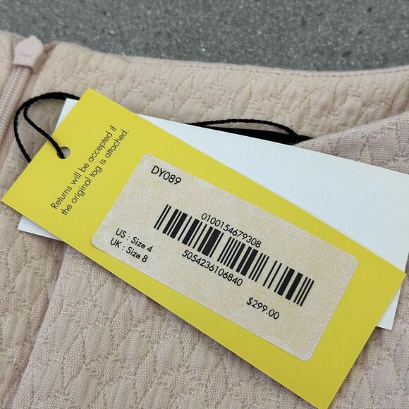 NWT Karen Millen Womens Fit & Flare Sleeveless Double Breasted Dress Pale Pink 4 - Picture 9 of 10